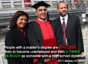 A happy family during a graduation ceremony